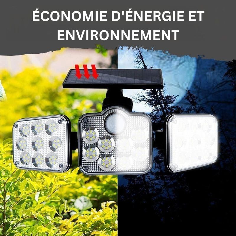 Lampe Solaire Rotative à 3 Têtes réglables