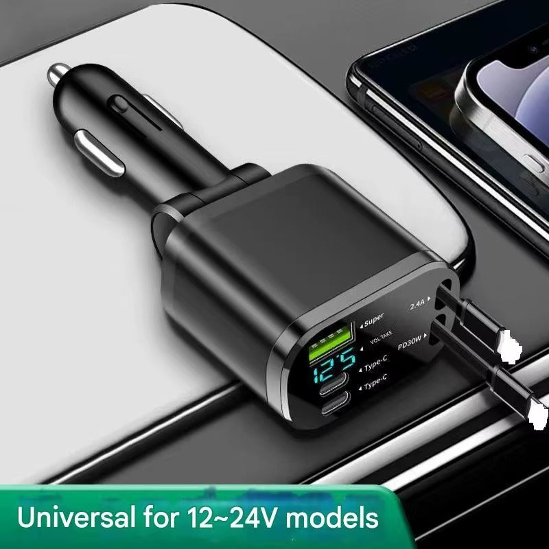 Chargeur de Voiture 5 EN 1 Rapide et Rétractable