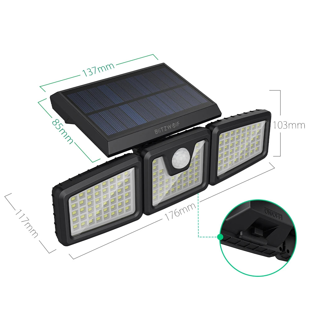 Lampe Solaire Rotative à 3 Têtes réglables