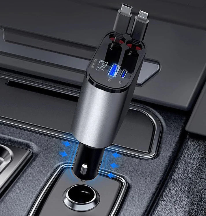 Chargeur de Voiture 4 EN 1 Rapide et Rétractable
