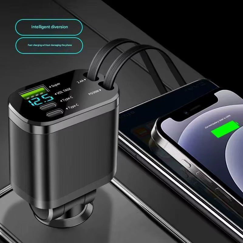 Chargeur de Voiture 5 EN 1 Rapide et Rétractable