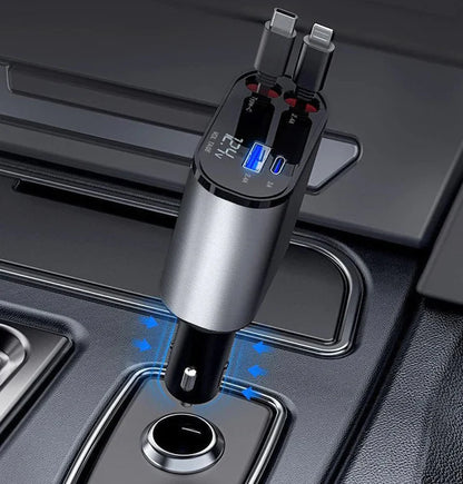 Chargeur de Voiture 4 EN 1 Rapide et Rétractable